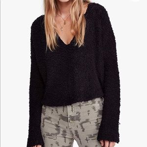 Black v-neck free people sweater